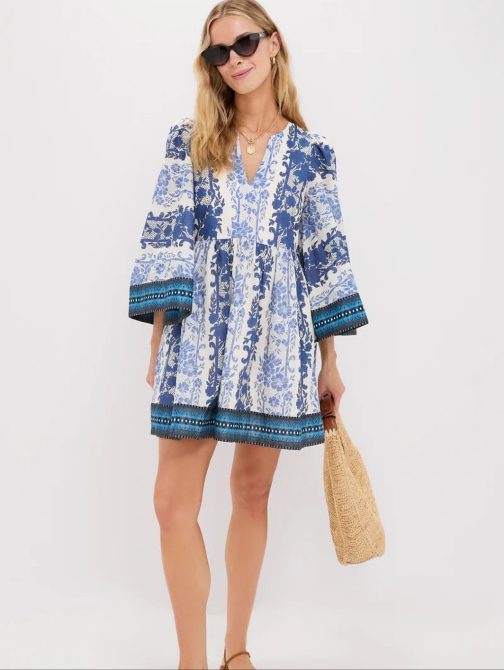 Nwt Tuckernuck Izzie Floral Bell Sleeve Minidress Womens Sz S